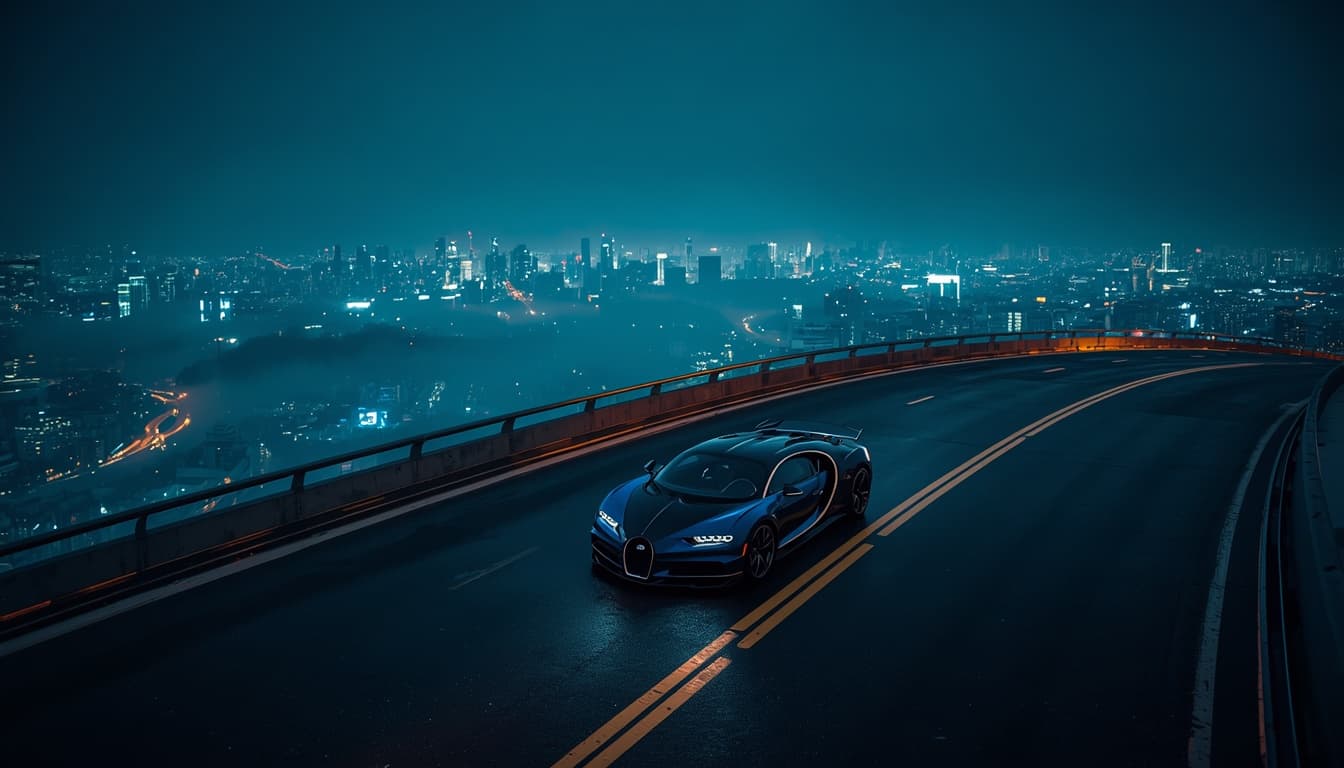 Bugatti Chiron Pur Sport nad panorama Tokio