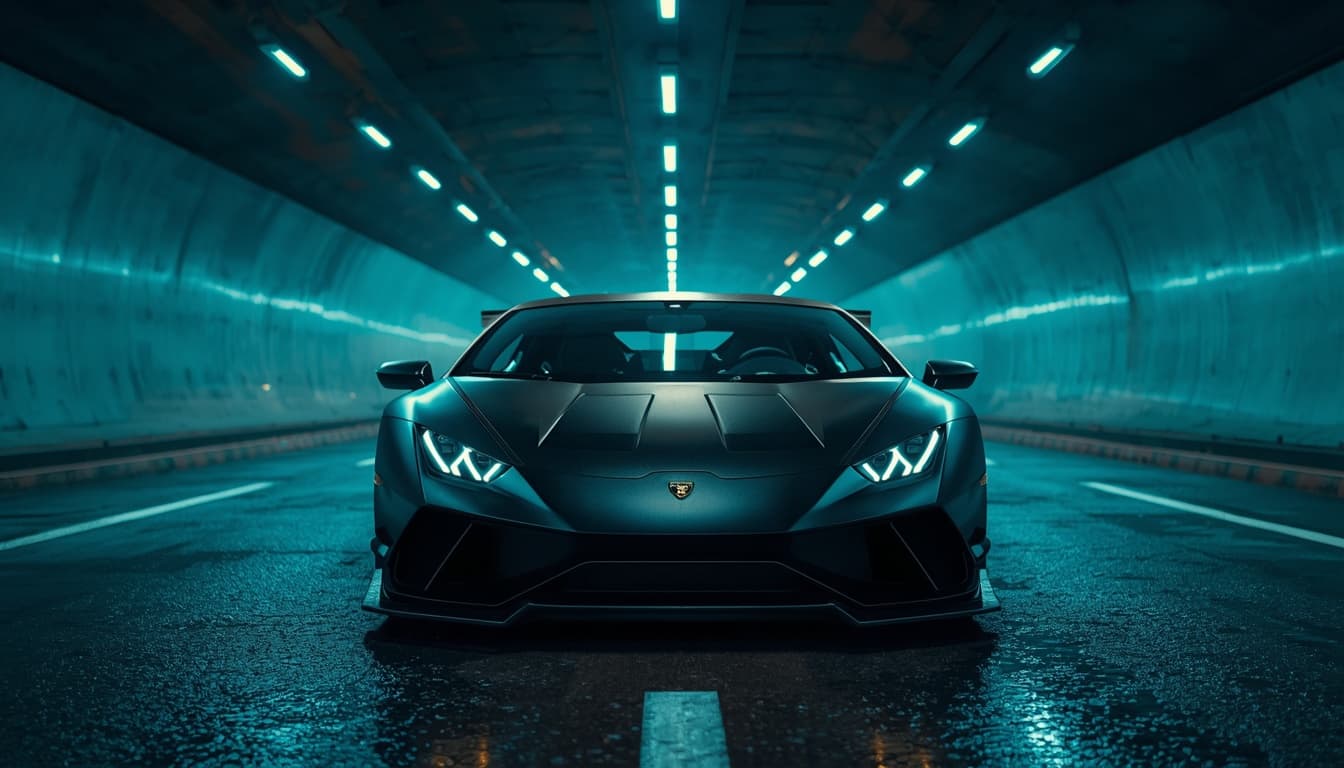 Lamborghini Huracán u wlotu tunelu